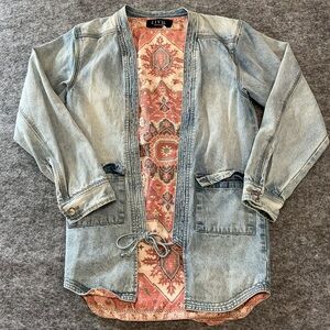 Civil Regimen Tie Denim Jacket with Patterned Lining Size M